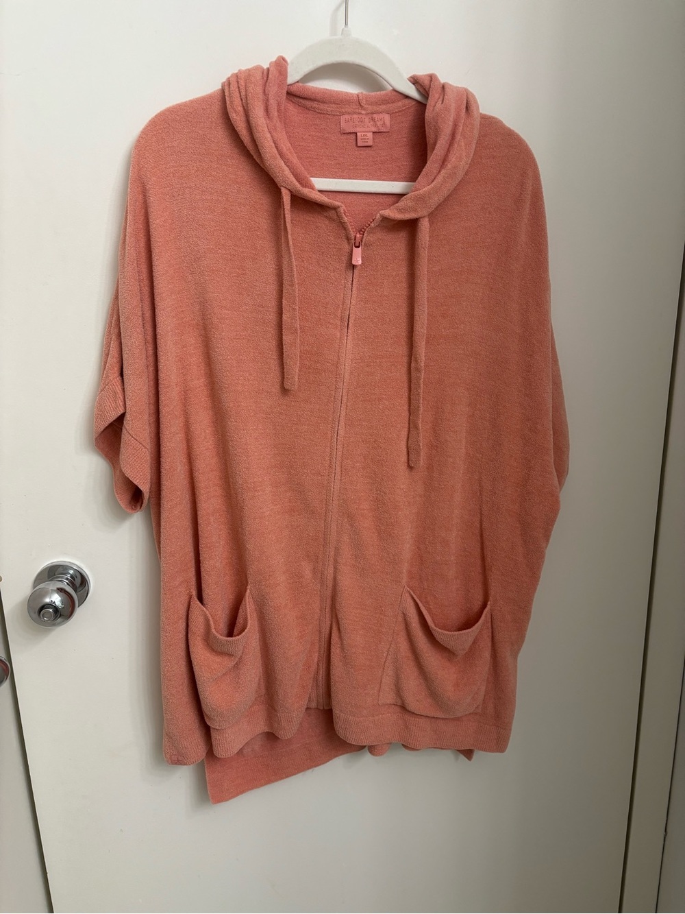 Barefoot Dreams cozy chic ultra lite zip short sleeve hooded sweater